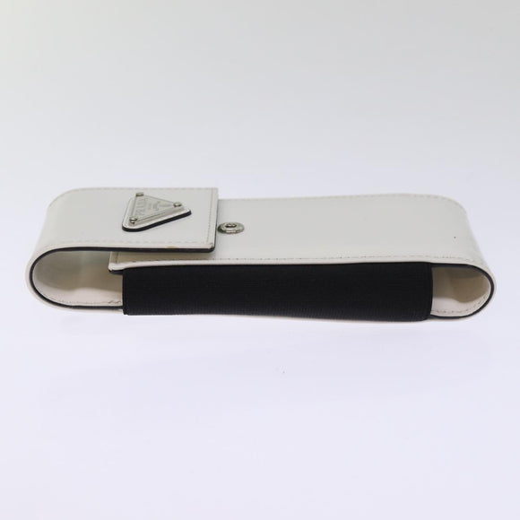 PRADA Cell Phone Case Patent leather White Auth 75214V