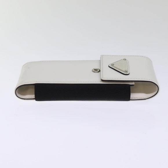PRADA Cell Phone Case Patent leather White Auth 75214V