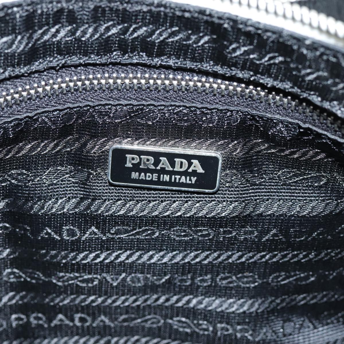 PRADA Shoulder Bag Nylon Leather White Black Auth 75215