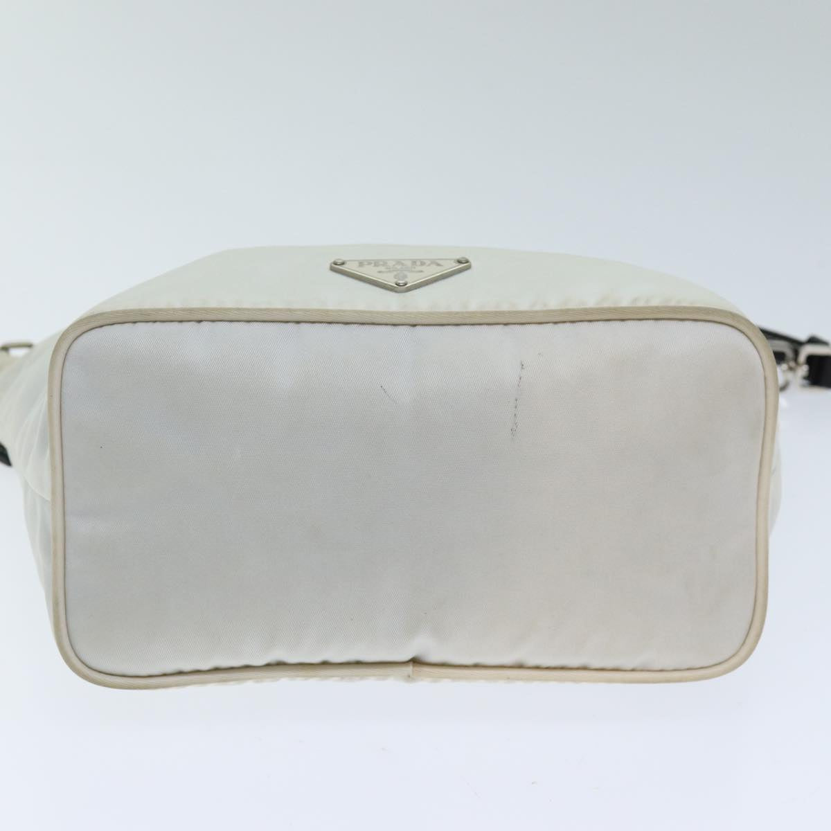 PRADA Shoulder Bag Nylon Leather White Black Auth 75215