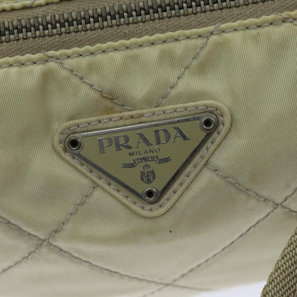 PRADA Shoulder Bag Nylon Enamel Beige Brown Auth 75216