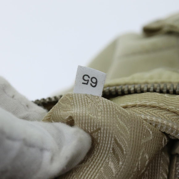 PRADA Shoulder Bag Nylon Enamel Beige Brown Auth 75216