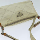 PRADA Shoulder Bag Nylon Enamel Beige Brown Auth 75216-6