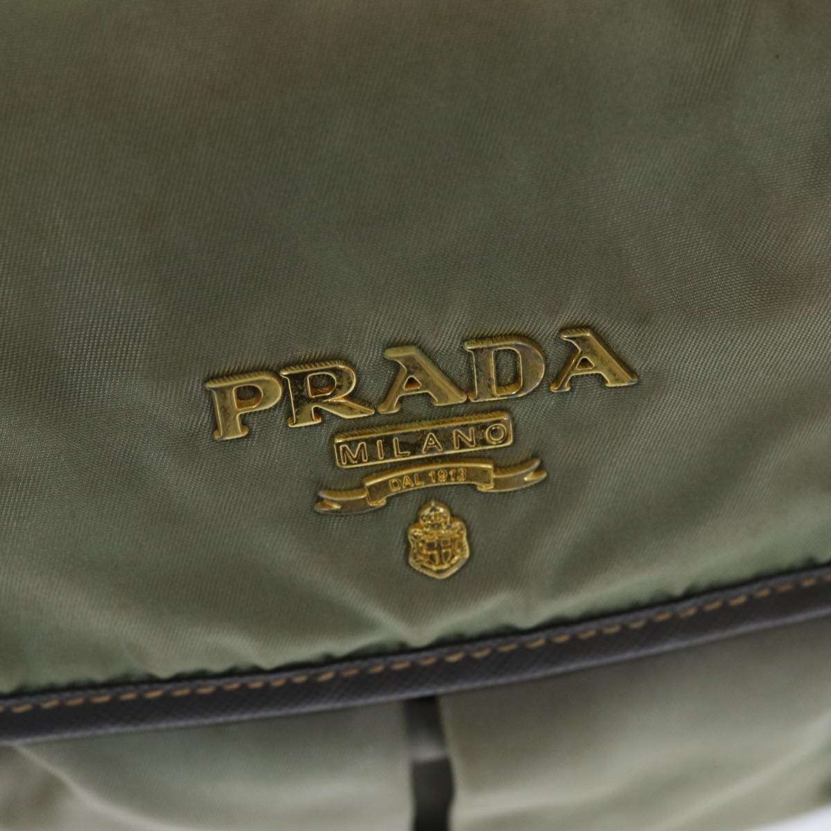 PRADA Shoulder Bag Nylon Khaki Auth 75220