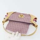 FENDI Zucchino Canvas Shoulder Bag Pink Gold Auth 75222-10