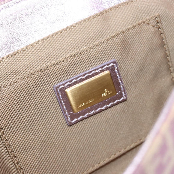 FENDI Zucchino Canvas Shoulder Bag Pink Gold Auth 75222