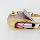 FENDI Zucchino Canvas Shoulder Bag Pink Gold Auth 75222-3