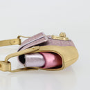 FENDI Zucchino Canvas Shoulder Bag Pink Gold Auth 75222-4