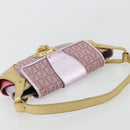 FENDI Zucchino Canvas Shoulder Bag Pink Gold Auth 75222-6