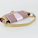 FENDI Zucchino Canvas Shoulder Bag Pink Gold Auth 75222-7