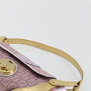 FENDI Zucchino Canvas Shoulder Bag Pink Gold Auth 75222-8