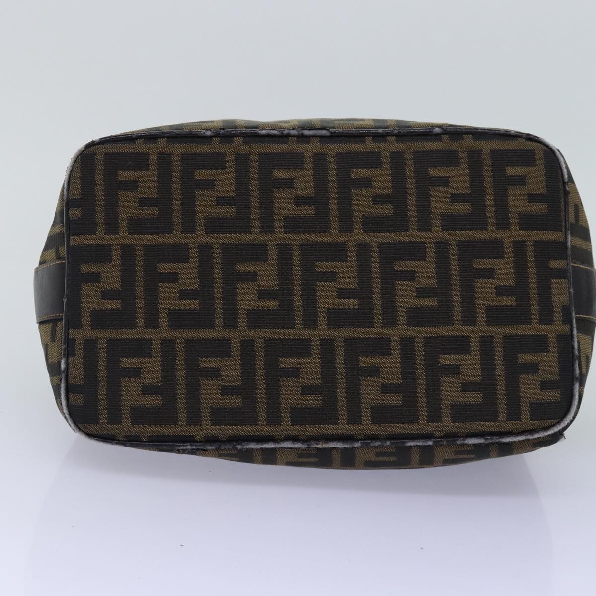 FENDI Zucca Canvas Vanity Cosmetic Pouch Brown Black Auth 75223