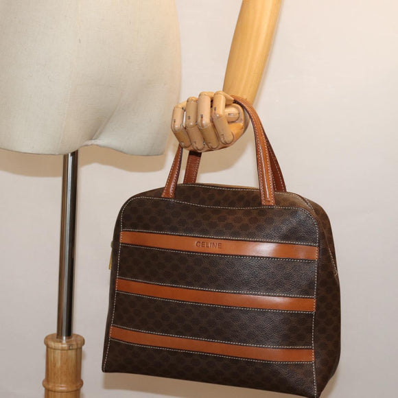 CELINE Macadam Canvas Hand Bag PVC Brown Auth 75226
