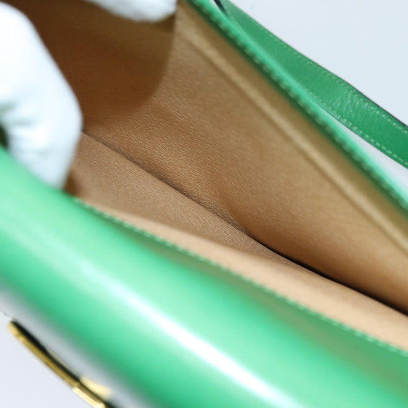 CELINE Shoulder Bag Leather Green Auth 75227AV