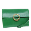 CELINE Shoulder Bag Leather Green Auth 75227AV-1