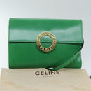 CELINE Shoulder Bag Leather Green Auth 75227AV-12