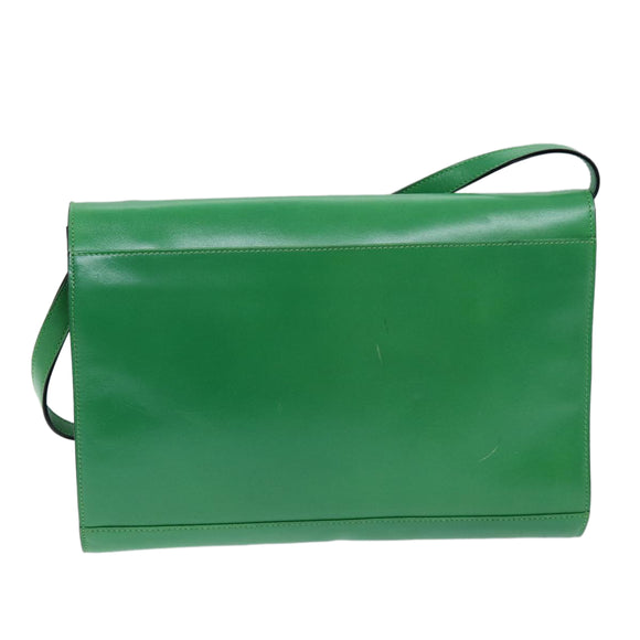 CELINE Shoulder Bag Leather Green Auth 75227AV