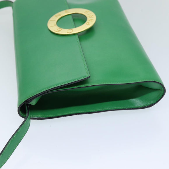 CELINE Shoulder Bag Leather Green Auth 75227AV