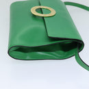 CELINE Shoulder Bag Leather Green Auth 75227AV-4