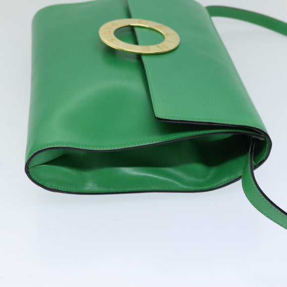 CELINE Shoulder Bag Leather Green Auth 75227AV