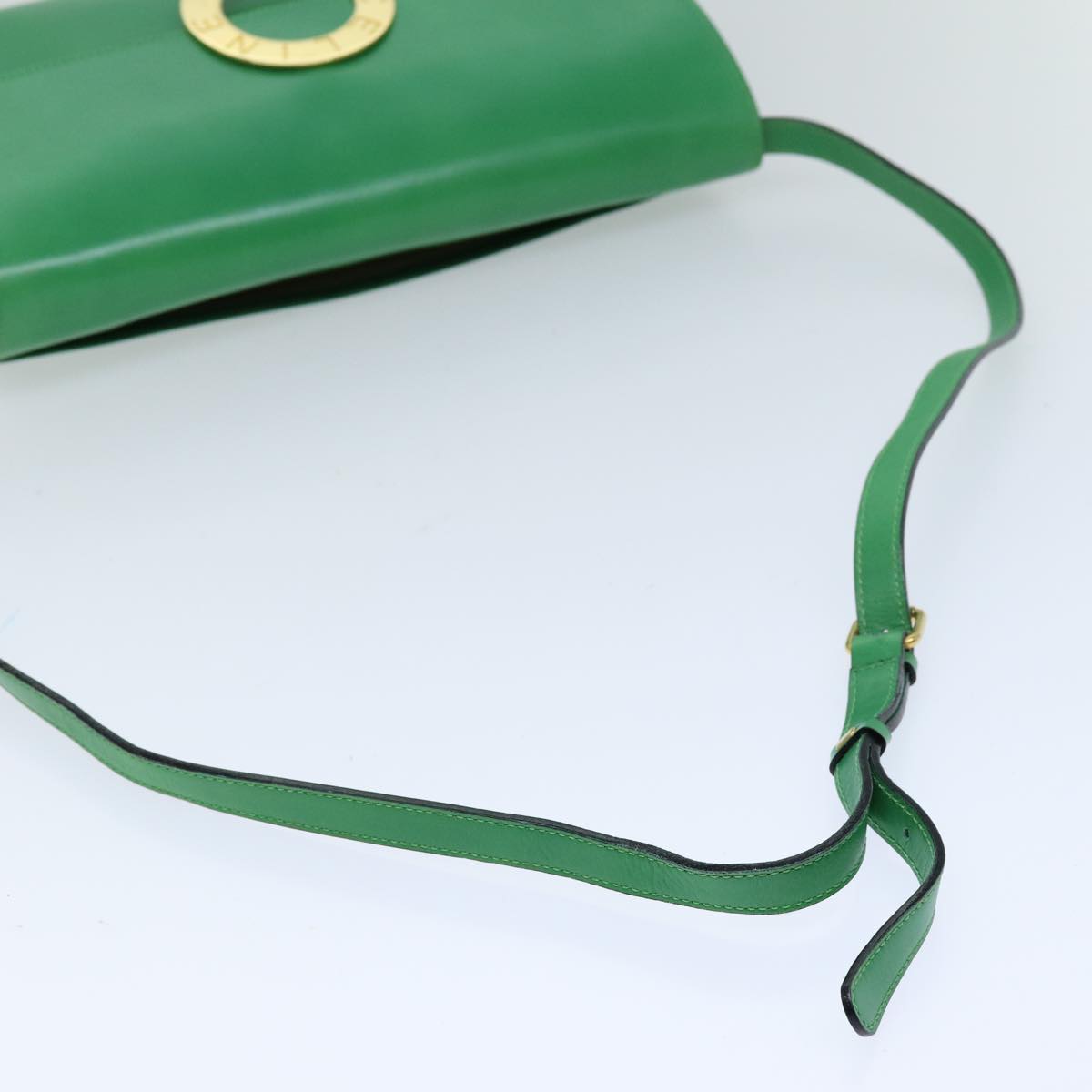 CELINE Shoulder Bag Leather Green Auth 75227A