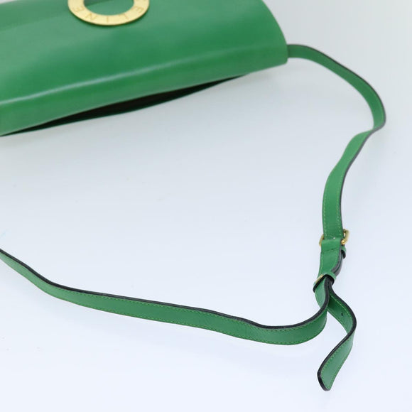 CELINE Shoulder Bag Leather Green Auth 75227AV