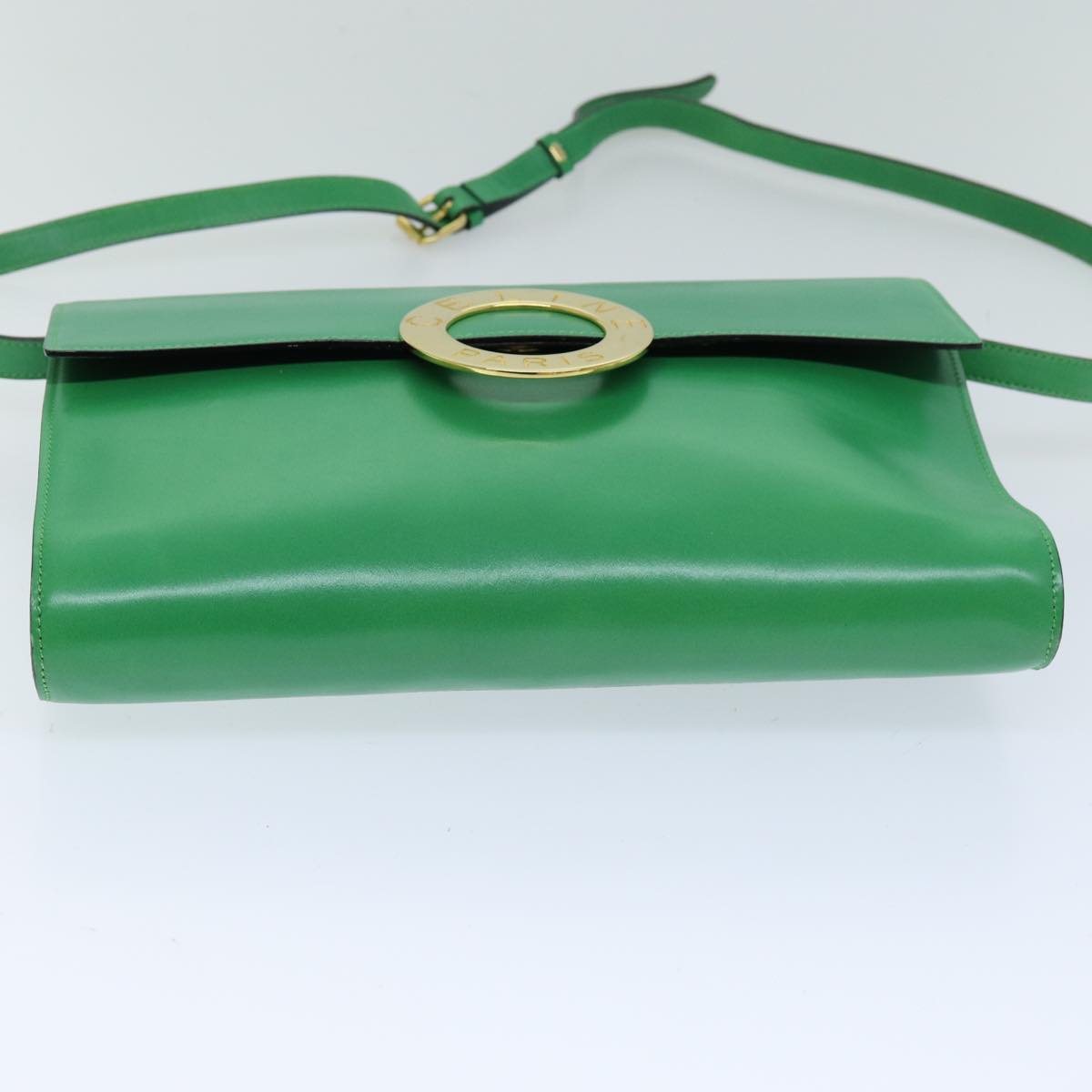 CELINE Shoulder Bag Leather Green Auth 75227A