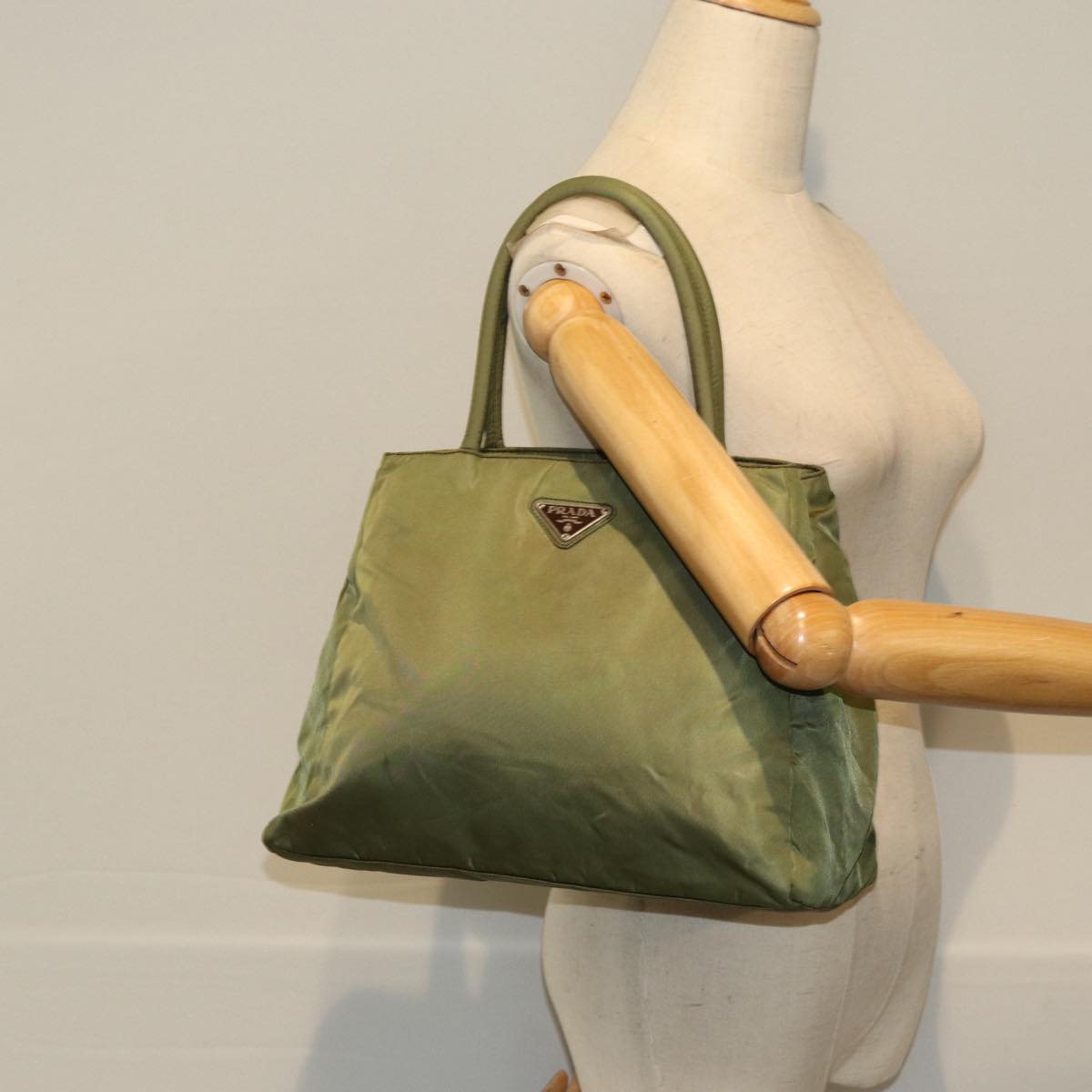 PRADA Tote Bag Nylon Khaki Auth 75229