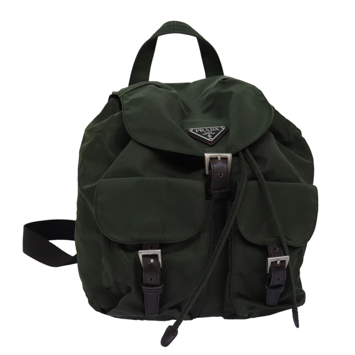 PRADA Backpack Nylon Khaki Auth 75230