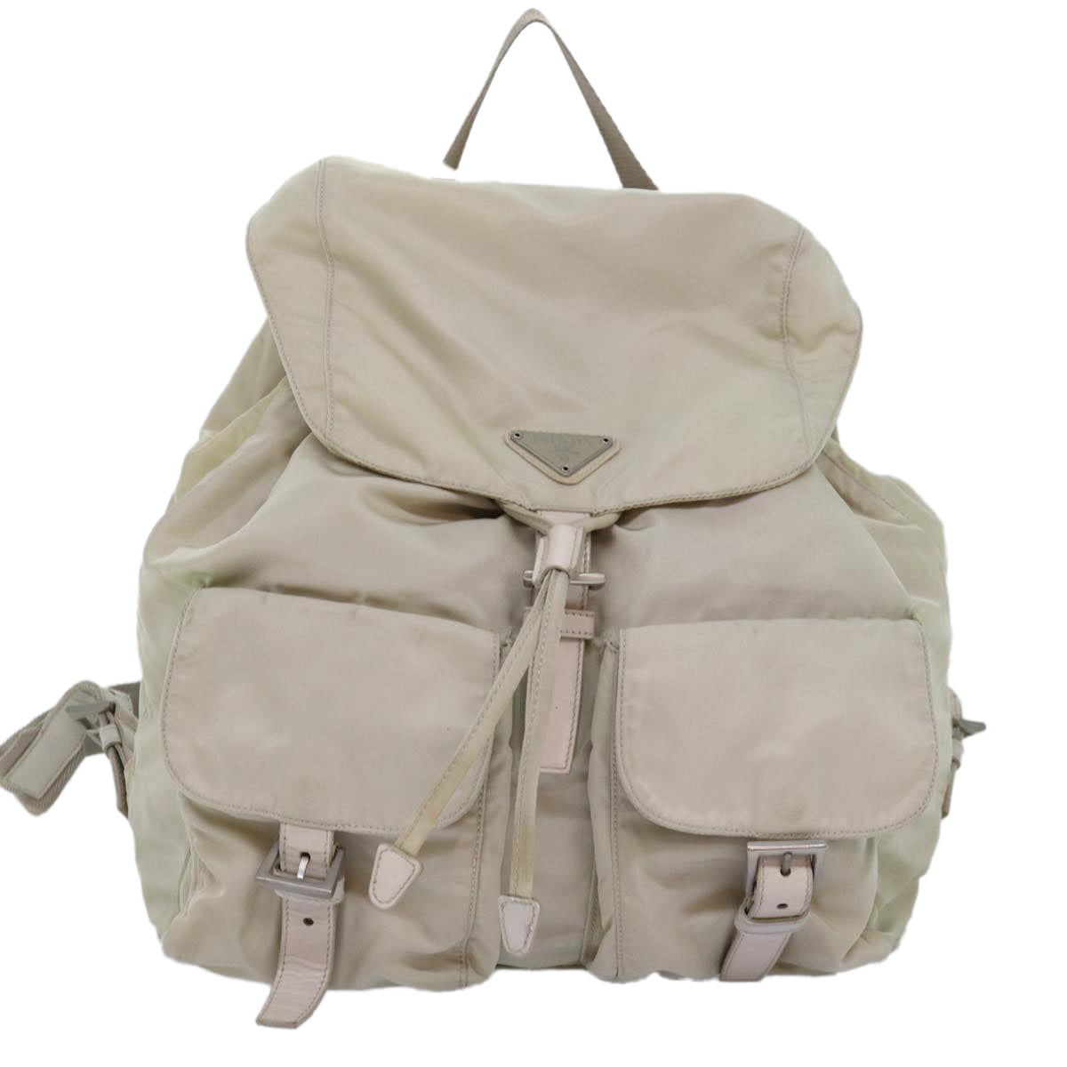 PRADA Backpack Nylon Cream Auth 75231
