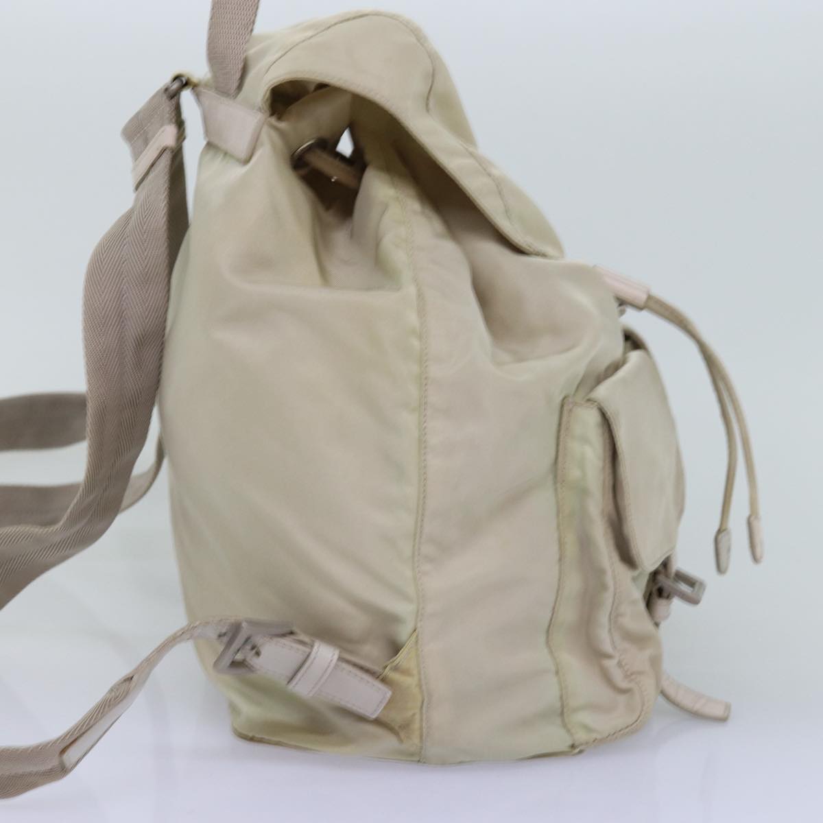 PRADA Backpack Nylon Cream Auth 75231