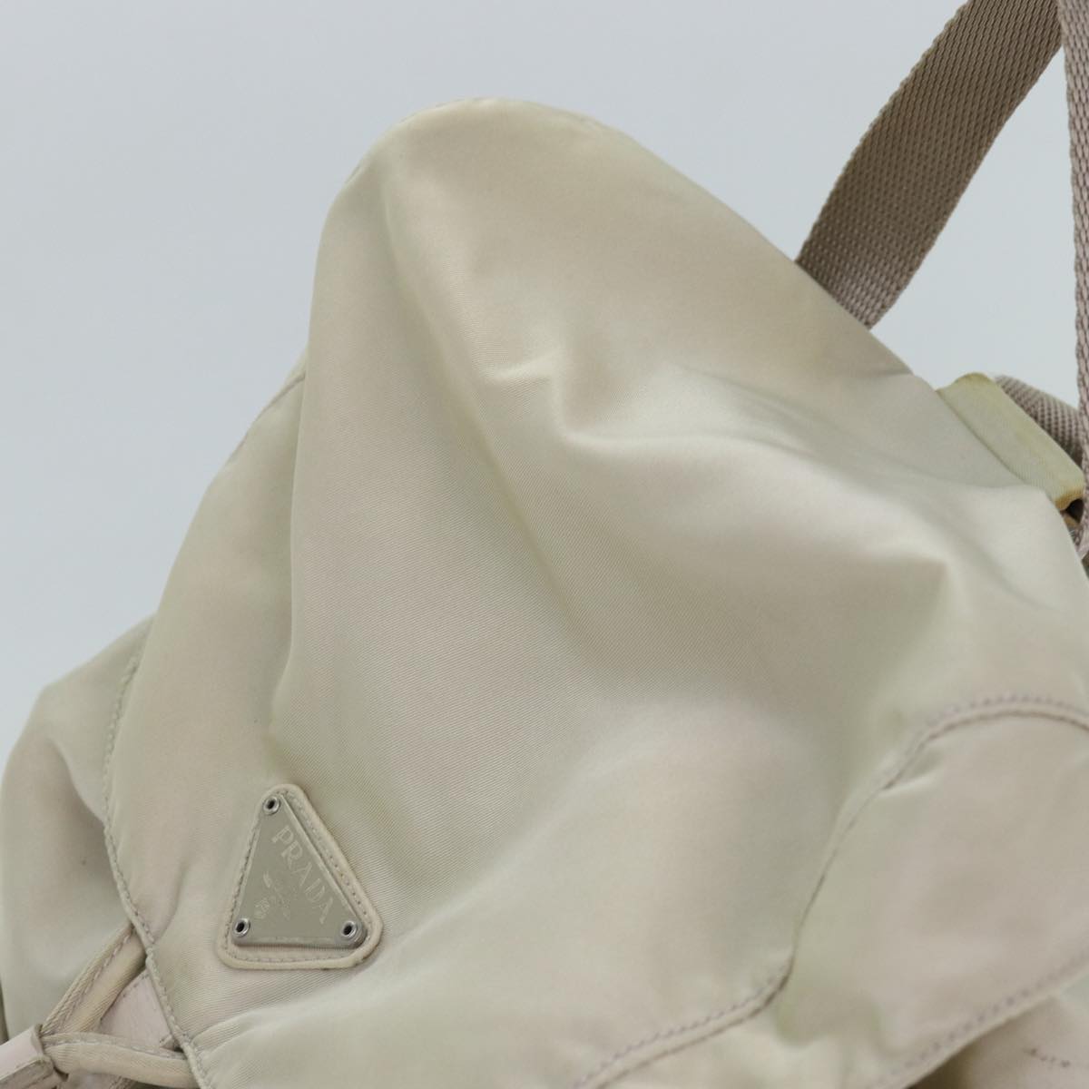 PRADA Backpack Nylon Cream Auth 75231