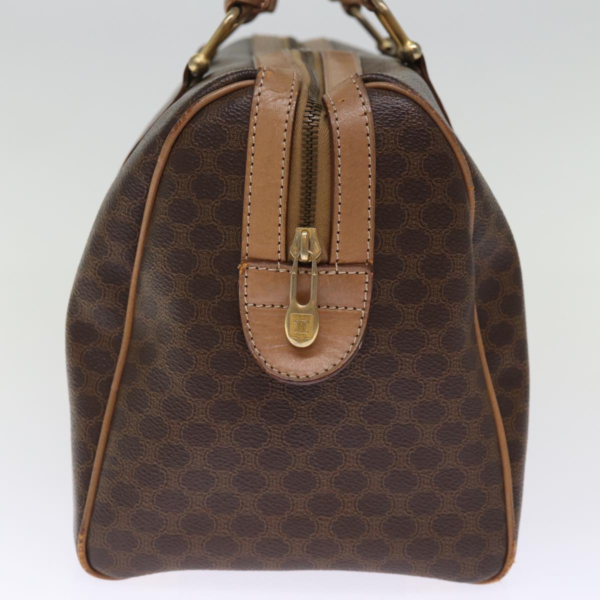 CELINE Macadam Canvas Boston Bag PVC Brown Auth 75235