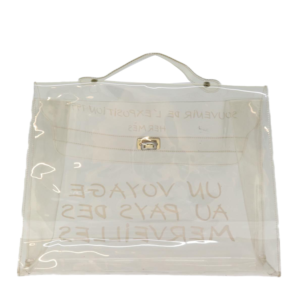 HERMES Vinyl Kelly Hand Bag Vinyl Clear Auth 75238