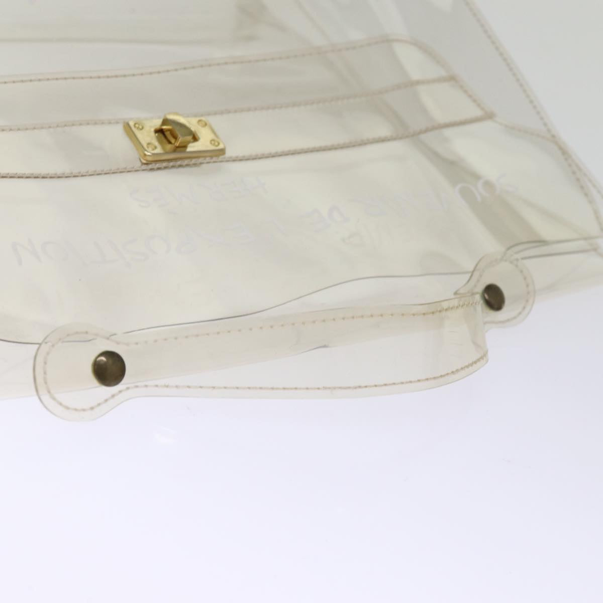 HERMES Vinyl Kelly Hand Bag Vinyl Clear Auth 75238