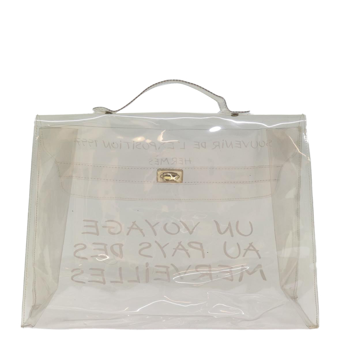 HERMES Vinyl Kelly Hand Bag Vinyl Clear Auth 75239