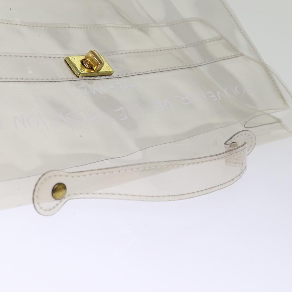 HERMES Vinyl Kelly Hand Bag Vinyl Clear Auth 75239