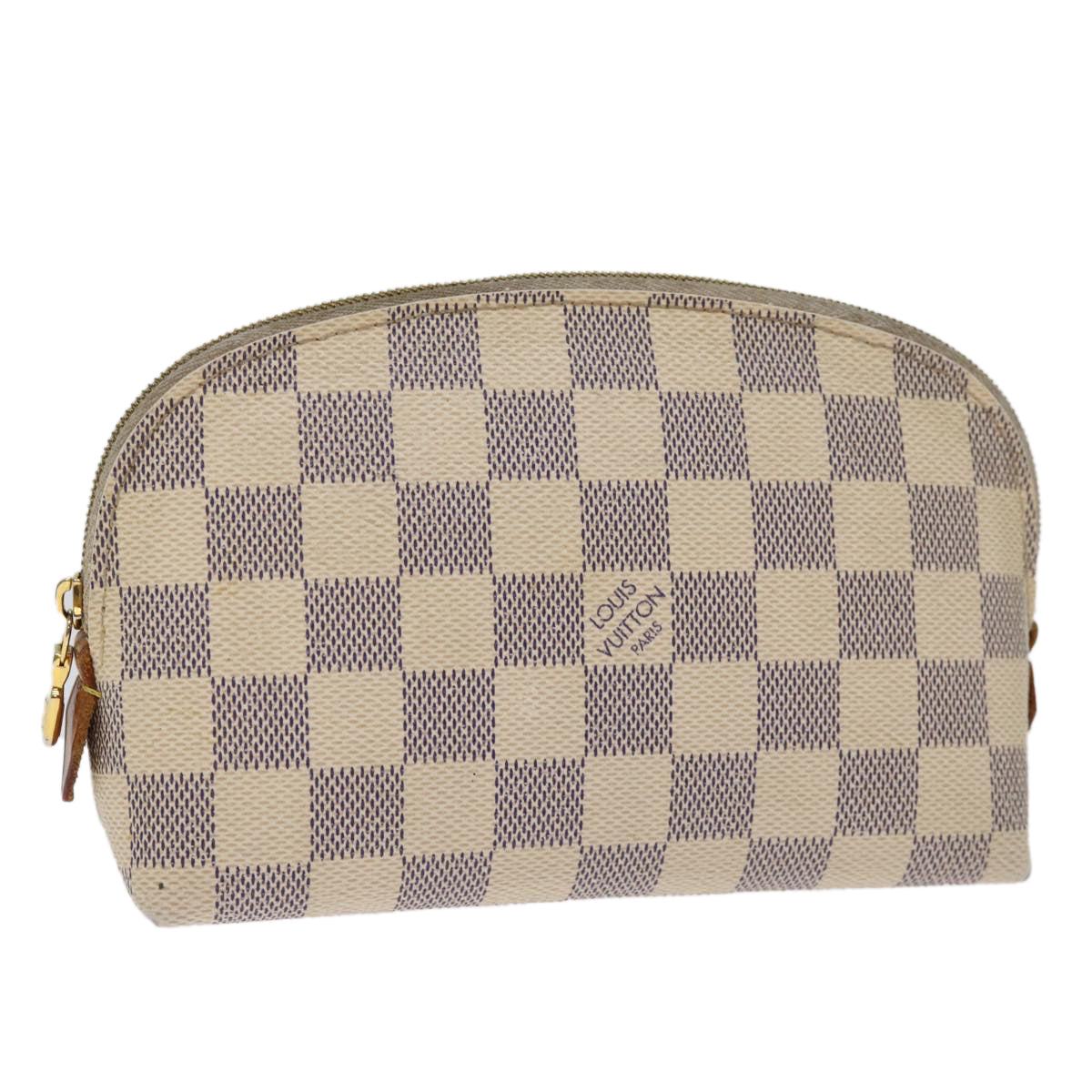 LOUIS VUITTON Damier Azur Pochette Cosmetic PM Pouch N60024 LV Auth 75259