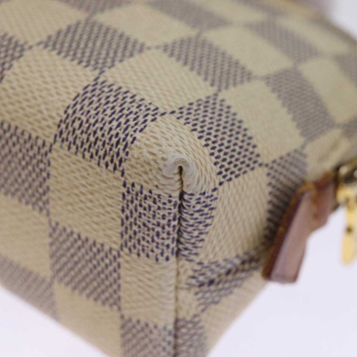 LOUIS VUITTON Damier Azur Pochette Cosmetic PM Pouch N60024 LV Auth 75259