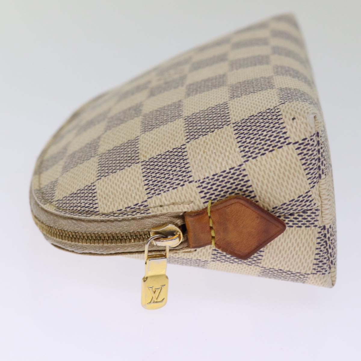 LOUIS VUITTON Damier Azur Pochette Cosmetic PM Pouch N60024 LV Auth 75259