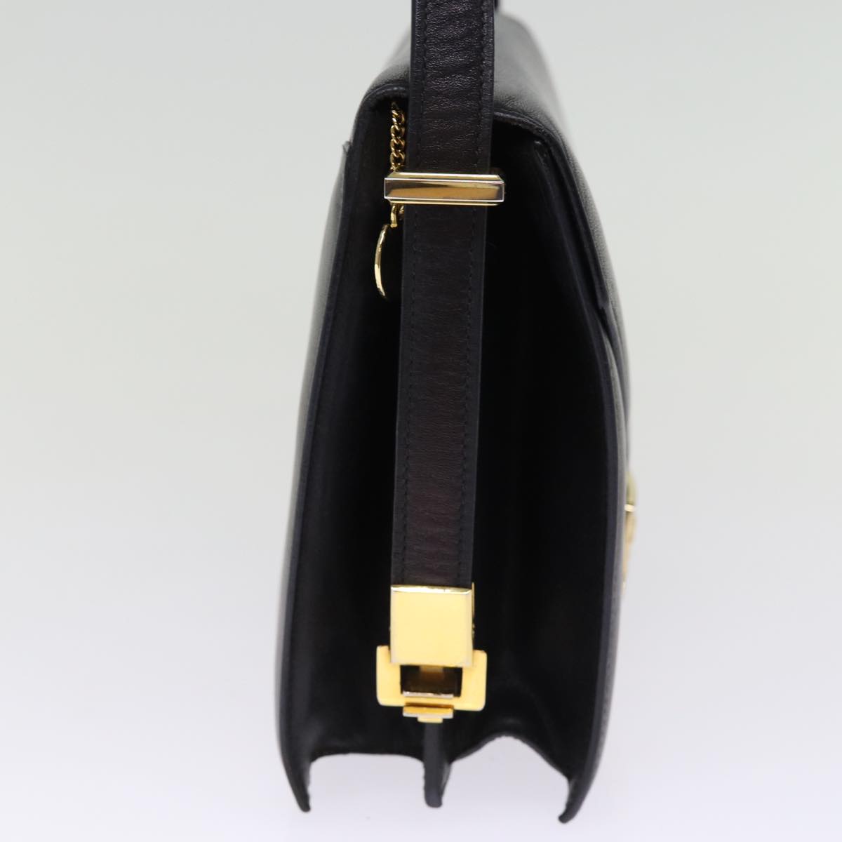 CELINE Horse Carriage Shoulder Bag Leather Black Auth 75266