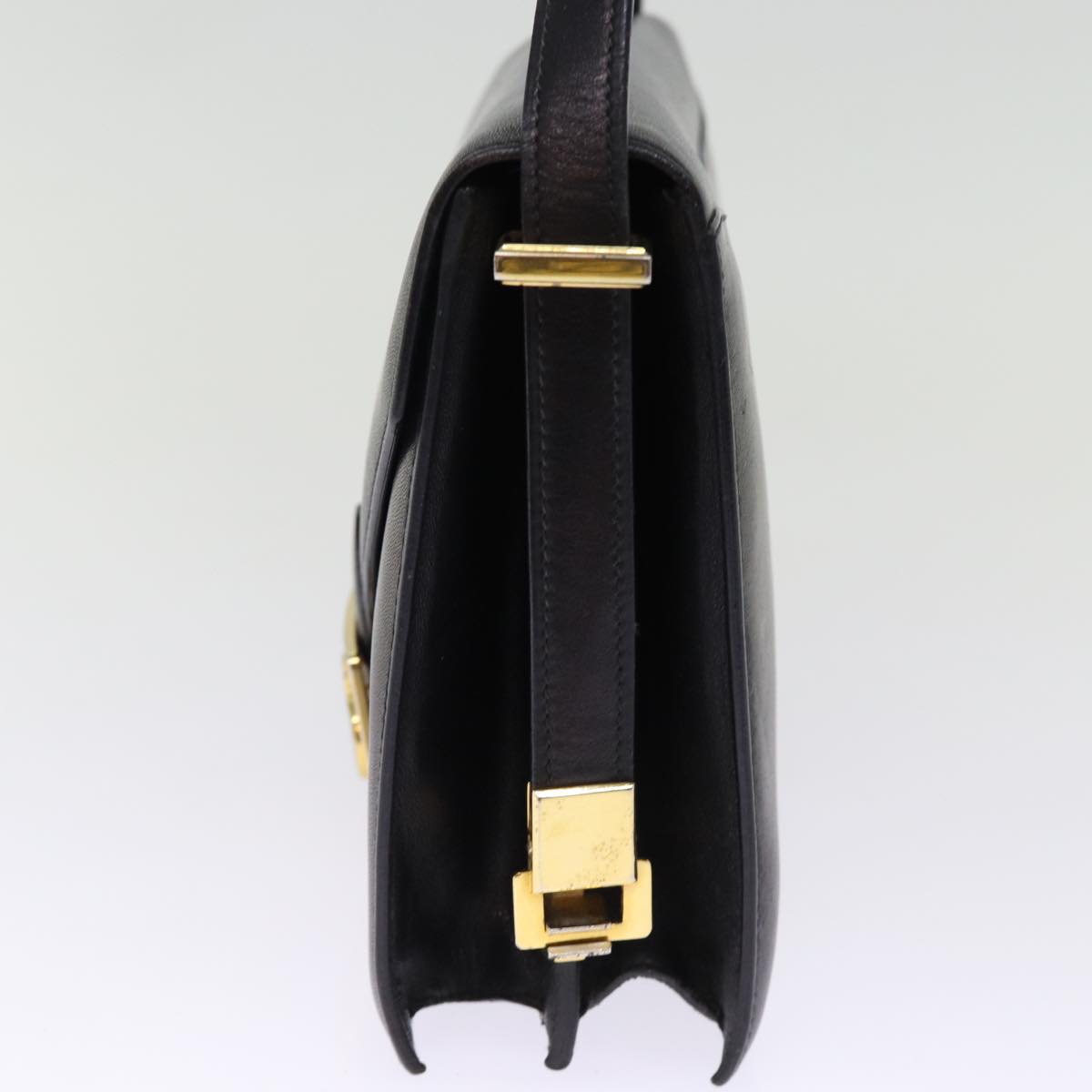 CELINE Horse Carriage Shoulder Bag Leather Black Auth 75266