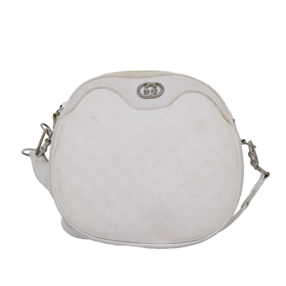 GUCCI Micro GG Supreme Shoulder Bag PVC Leather White Auth 75267