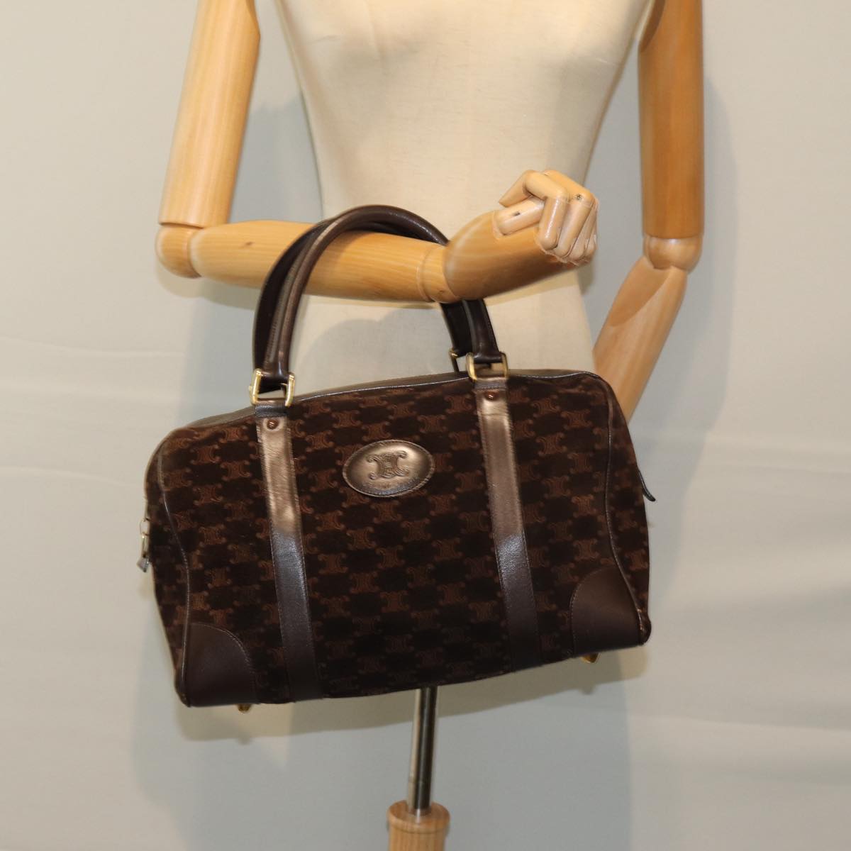 CELINE Macadam Canvas Hand Bag Brown Auth 75324