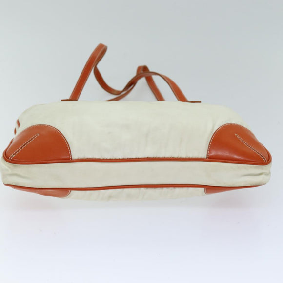 PRADA Tote Bag Nylon Beige Orange Auth 75334