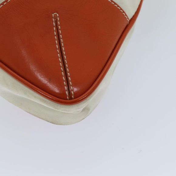 PRADA Tote Bag Nylon Beige Orange Auth 75334