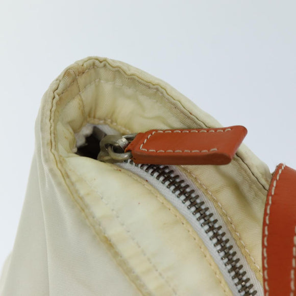PRADA Tote Bag Nylon Beige Orange Auth 75334