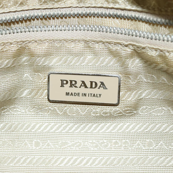 PRADA Tote Bag Nylon Beige Orange Auth 75334