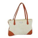 PRADA Tote Bag Nylon Beige Orange Auth 75334-1
