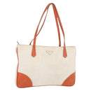 PRADA Tote Bag Nylon Beige Orange Auth 75334-1